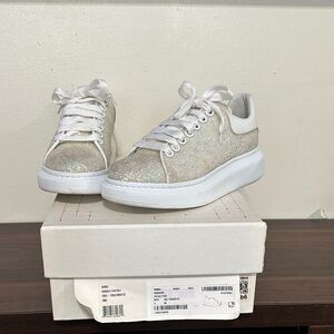 Alexander McQueen White Glitter Sneakers
